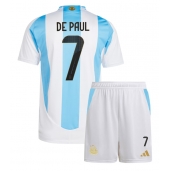 Argentinië Rodrigo De Paul #7 Thuis tenue voor kinderen Copa America 2024 Korte Mouwen (+ broek)