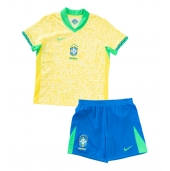 Brazilië Thuis tenue voor kinderen Copa America 2024 Korte Mouwen (+ broek)