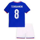 Frankrijk Aurelien Tchouameni #8 Thuis tenue voor kinderen EK 2024 Korte Mouwen (+ broek)