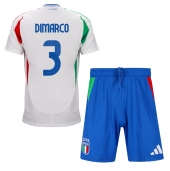 Italië Federico Dimarco #3 Uit tenue voor kinderen EK 2024 Korte Mouwen (+ broek)