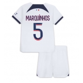 Paris Saint-Germain Marquinhos #5 Uit tenue voor kinderen 2023-24 Korte Mouwen (+ broek)